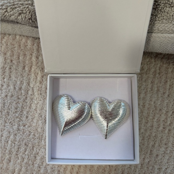 Silver Heart-Shaped Earrings - Picture 1 of 5